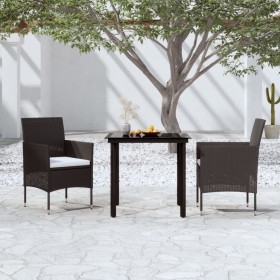 Juego de comedor de jardín 3 piezas con cojines negro von , Gartensets - Ref: Foro24-3099281, Preis: 218,49 €, Rabatt: %