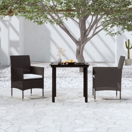 Juego de comedor de jardín 3 piezas con cojines negro von , Gartensets - Ref: Foro24-3099281, Preis: 218,49 €, Rabatt: %
