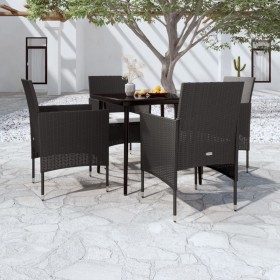 Juego de comedor de jardín 5 piezas con cojines negro by , Garden sets - Ref: Foro24-3099306, Price: 305,94 €, Discount: %