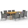 Garden dining set 9 pieces gray by vidaXL, Garden sets - Ref: Foro24-3067860, Price: 763,07 €, Discount: %