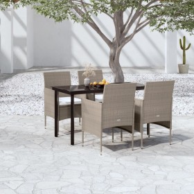 Juego de comedor de jardín 5 piezas con cojines beige y negro de , Conjuntos de jardín - Ref: Foro24-3099295, Precio: 378,56 ...