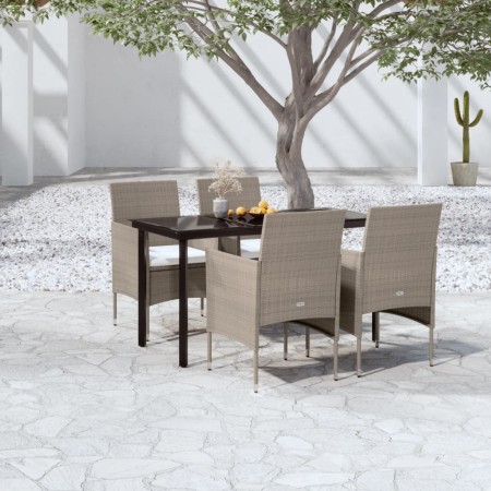Juego de comedor de jardín 5 piezas con cojines beige y negro von , Gartensets - Ref: Foro24-3099295, Preis: 378,56 €, Rabatt: %