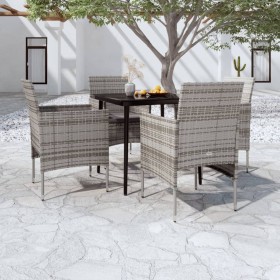 Juego de comedor para jardín 5 piezas con cojines gris y negro by , Garden sets - Ref: Foro24-3099312, Price: 321,03 €, Disco...