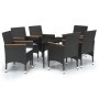 Juego de comedor de jardín 7 piezas con cojines negro by , Garden sets - Ref: Foro24-3099344, Price: 435,49 €, Discount: %