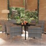 Juego de comedor de jardín 7 piezas con cojines gris y negro