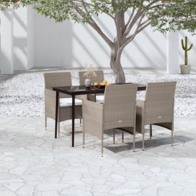 Juego de comedor de jardín 5 piezas con cojines beige y negro von , Gartensets - Ref: Foro24-3099319, Preis: 374,76 €, Rabatt: %
