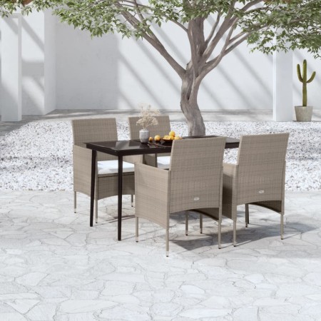 Juego de comedor de jardín 5 piezas con cojines beige y negro by , Garden sets - Ref: Foro24-3099319, Price: 373,04 €, Discou...