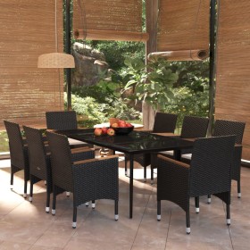 Juego de comedor de jardín 9 piezas con cojines negro von , Gartensets - Ref: Foro24-3099346, Preis: 653,67 €, Rabatt: %