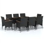 Juego de comedor de jardín 9 piezas con cojines negro von , Gartensets - Ref: Foro24-3099346, Preis: 653,67 €, Rabatt: %