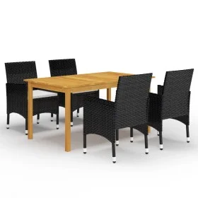 Black 5-Piece Garden Dining Set by vidaXL, Garden sets - Ref: Foro24-3067761, Price: 391,04 €, Discount: %