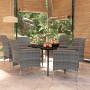 Juego de comedor de jardín 7 piezas con cojines gris y negro von , Gartensets - Ref: Foro24-3099350, Preis: 520,03 €, Rabatt: %