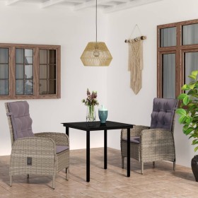 Juego de comedor de jardín 3 piezas con cojines gris y negro von , Gartensets - Ref: Foro24-3099359, Preis: 334,36 €, Rabatt: %