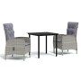 Juego de comedor de jardín 3 piezas con cojines gris y negro by , Garden sets - Ref: Foro24-3099359, Price: 334,36 €, Discoun...
