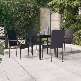 Juego de comedor de jardín 5 piezas negro