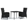 Juego de comedor de jardín 3 piezas con cojines negro von , Gartensets - Ref: Foro24-3099365, Preis: 342,26 €, Rabatt: %