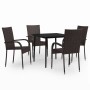 Juego de comedor de jardín 5 piezas con cojines marrón y negro von , Gartensets - Ref: Foro24-3099402, Preis: 297,06 €, Rabat...