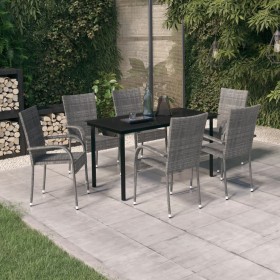 Juego de comedor para jardín 7 piezas gris y negro by , Garden sets - Ref: Foro24-3099392, Price: 386,01 €, Discount: %