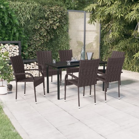 Juego de comedor de jardín 7 piezas negro y marrón by , Garden sets - Ref: Foro24-3099386, Price: 397,40 €, Discount: %