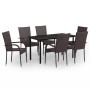 Juego de comedor de jardín 7 piezas negro y marrón by , Garden sets - Ref: Foro24-3099386, Price: 397,40 €, Discount: %