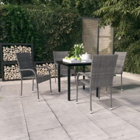 Juego de comedor de jardín 5 piezas gris y negro de , Conjuntos de jardín - Ref: Foro24-3099390, Precio: 264,07 €