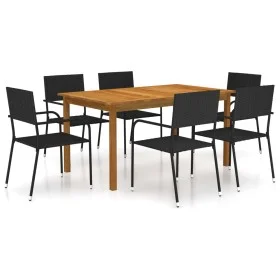 7-Piece Black Garden Dining Set by vidaXL, Garden sets - Ref: Foro24-3067830, Price: 330,95 €, Discount: %