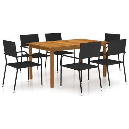 Juego de comedor para jardín de 7 piezas negro de vidaXL, Conjuntos de jardín - Ref: Foro24-3067830, Precio: 330,95 €, Descue...