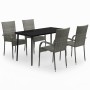 Juego de comedor para jardín 5 piezas con cojines gris y negro by , Garden sets - Ref: Foro24-3099409, Price: 310,09 €, Disco...