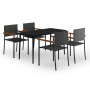 Juego de comedor para jardín 5 piezas negro de , Conjuntos de jardín - Ref: Foro24-3099421, Precio: 346,59 €, Descuento: %