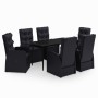 Juego de comedor de jardín 7 piezas con cojines negro by , Garden sets - Ref: Foro24-3099494, Price: 1,00 €, Discount: %