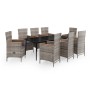 Juego de comedor de jardín 9 pzas con cojines gris von , Gartensets - Ref: Foro24-3099454, Preis: 1,00 €, Rabatt: %