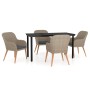 Juego de comedor de jardín 5 piezas con cojines marrón von , Gartensets - Ref: Foro24-3099513, Preis: 593,44 €, Rabatt: %