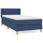 Cama box spring con colchón tela azul 80x200 cm