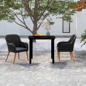 Juego de comedor de jardín 3 piezas con cojines negro von , Gartensets - Ref: Foro24-3099505, Preis: 298,05 €, Rabatt: %