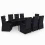 Juego de comedor de jardín 9 piezas con cojines negro by , Garden sets - Ref: Foro24-3099496, Price: 1,00 €, Discount: %