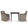 Juego de comedor de jardín 3 piezas con cojines marrón by , Garden sets - Ref: Foro24-3099547, Price: 452,96 €, Discount: %