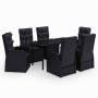 Juego de comedor de jardín 7 piezas con cojines negro by , Garden sets - Ref: Foro24-3099482, Price: 1,00 €, Discount: %