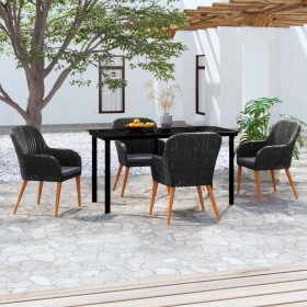 Juego de comedor de jardín 5 piezas con cojines negro de , Conjuntos de jardín - Ref: Foro24-3099507, Precio: 520,18 €
