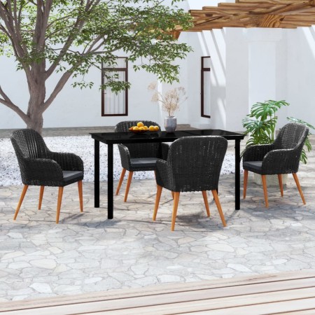 Juego de comedor de jardín 5 piezas con cojines negro by , Garden sets - Ref: Foro24-3099507, Price: 541,21 €, Discount: %