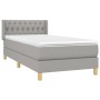 Cama box spring con colchón tela gris claro 90x190 cm