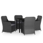 Juego de comedor de jardín 5 piezas con cojines negro by , Garden sets - Ref: Foro24-3099530, Price: 617,46 €, Discount: %