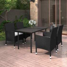 Set comedor de jardín 5 pzas y cojines ratán sintético y vidrio von , Gartensets - Ref: Foro24-3099681, Preis: 357,91 €, Raba...