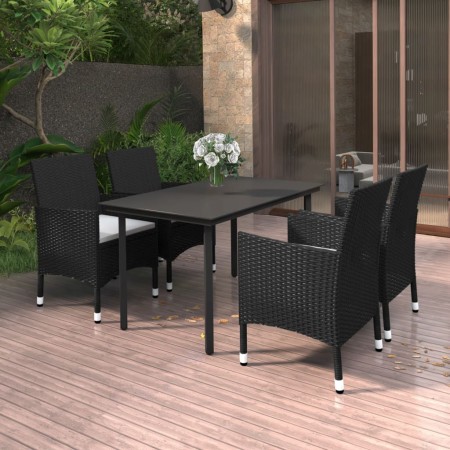 Set comedor de jardín 5 pzas y cojines ratán sintético y vidrio von , Gartensets - Ref: Foro24-3099681, Preis: 357,91 €, Raba...