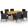 Juego de comedor de jardín de 7 piezas negro de vidaXL, Conjuntos de jardín - Ref: Foro24-3067771, Precio: 499,05 €, Descuent...
