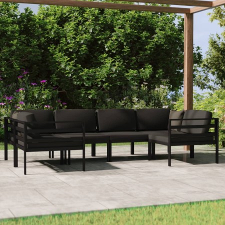Set muebles de jardín 6 pzas y cojines aluminio gris antracita von , Gartensets - Ref: Foro24-3107811, Preis: 898,23 €, Rabat...