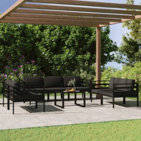 Set muebles de jardín 8 pzas y cojines aluminio gris antracita