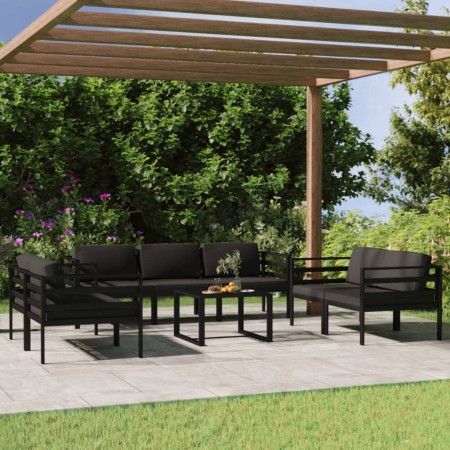 Set muebles de jardín 8 pzas y cojines aluminio gris antracita von , Gartensets - Ref: Foro24-3107797, Preis: 1,00 €, Rabatt: %