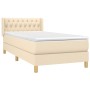 Cama box spring con colchón tela color crema 90x190 cm
