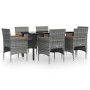Juego de comedor de jardín 7 piezas con cojines gris y negro von , Gartensets - Ref: Foro24-3156637, Preis: 471,28 €, Rabatt: %