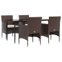 Juego de comedor de jardín 5 piezas con cojines marrón y negro by , Garden sets - Ref: Foro24-3156628, Price: 382,97 €, Disco...
