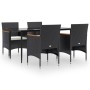 Juego de comedor de jardín 5 piezas con cojines negro by , Garden sets - Ref: Foro24-3156640, Price: 332,87 €, Discount: %